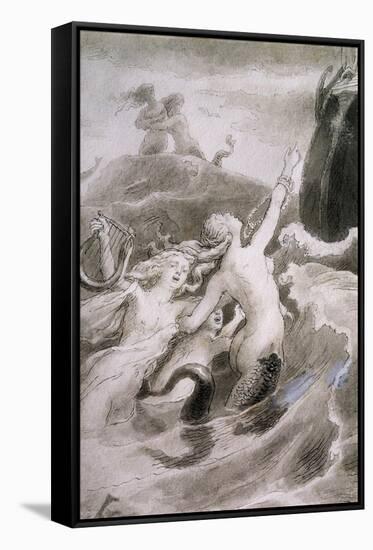 Little Mermaid, Illustration by Lorenz Frolich-null-Framed Stretched Canvas