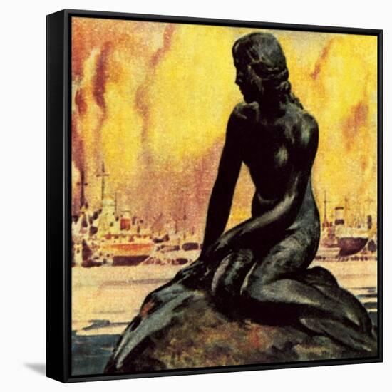 Little Mermaid Statue in Copenhagen-McConnell-Framed Stretched Canvas