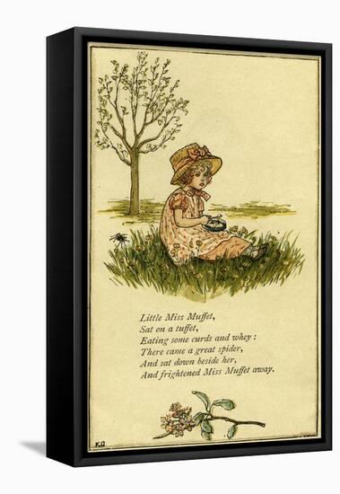 Little Miss Muffet illustrated-Kate Greenaway-Framed Stretched Canvas