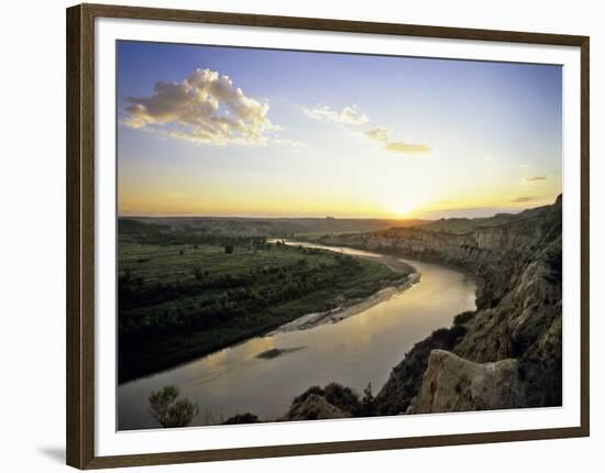 Little Missouri River at Sunset in Theodore Roosevelt National Park, North Dakota, USA-Chuck Haney-Framed Photographic Print