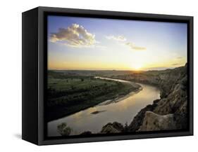 Little Missouri River at Sunset in Theodore Roosevelt National Park, North Dakota, USA-Chuck Haney-Framed Stretched Canvas