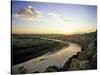 Little Missouri River at Sunset in Theodore Roosevelt National Park, North Dakota, USA-Chuck Haney-Stretched Canvas