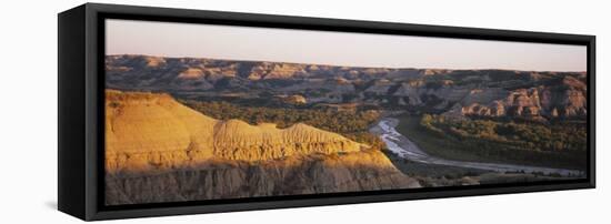 Little Missouri River, Badlands, Theodore Roosevelt National Park, North Dakota, USA-null-Framed Stretched Canvas