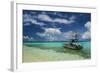 Little Motor Boat in the Turquoise Waters of the Ant Atoll, Pohnpei, Micronesia, Pacific-Michael Runkel-Framed Photographic Print