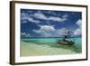 Little Motor Boat in the Turquoise Waters of the Ant Atoll, Pohnpei, Micronesia, Pacific-Michael Runkel-Framed Photographic Print