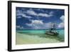 Little Motor Boat in the Turquoise Waters of the Ant Atoll, Pohnpei, Micronesia, Pacific-Michael Runkel-Framed Photographic Print