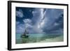 Little Motor Boat in the Turquoise Waters of the Ant Atoll, Pohnpei, Micronesia, Pacific-Michael Runkel-Framed Photographic Print