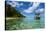 Little Motor Boat in the Turquoise Waters of the Ant Atoll, Pohnpei, Micronesia, Pacific-Michael Runkel-Stretched Canvas