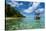 Little Motor Boat in the Turquoise Waters of the Ant Atoll, Pohnpei, Micronesia, Pacific-Michael Runkel-Stretched Canvas