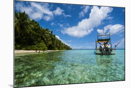 Little Motor Boat in the Turquoise Waters of the Ant Atoll, Pohnpei, Micronesia, Pacific-Michael Runkel-Mounted Photographic Print