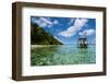 Little Motor Boat in the Turquoise Waters of the Ant Atoll, Pohnpei, Micronesia, Pacific-Michael Runkel-Framed Photographic Print