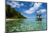 Little Motor Boat in the Turquoise Waters of the Ant Atoll, Pohnpei, Micronesia, Pacific-Michael Runkel-Mounted Photographic Print