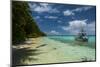 Little Motor Boat in the Turquoise Waters of the Ant Atoll, Pohnpei, Micronesia, Pacific-Michael Runkel-Mounted Photographic Print