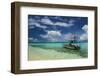 Little Motor Boat in the Turquoise Waters of the Ant Atoll, Pohnpei, Micronesia, Pacific-Michael Runkel-Framed Photographic Print