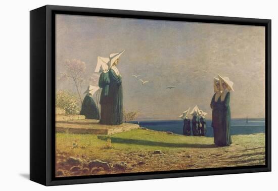 Little Nuns by the Sea (Monachine in Riva Al Mare)-Vincenzo Cabianca-Framed Stretched Canvas