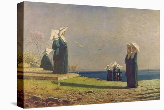 Little Nuns by the Sea (Monachine in Riva Al Mare)-Vincenzo Cabianca-Stretched Canvas