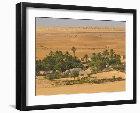 Little Oasis Between Sand Dunes at Sunset, Near Chinguetti, Mauritania, Africa-Michael Runkel-Framed Photographic Print
