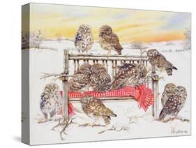 Little Owls on Twig Bench, 1999-E.B. Watts-Stretched Canvas