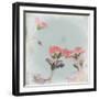 Little Pink Flowers on Blue-Tom Quartermaine-Framed Giclee Print