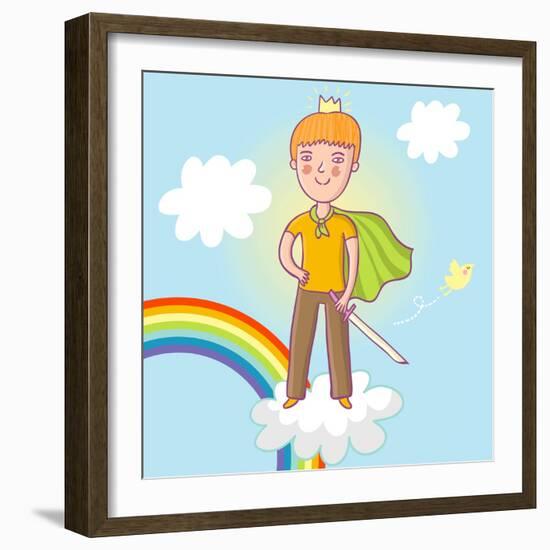 Little Prince - Cute Cartoon Illustration-smilewithjul-Framed Art Print