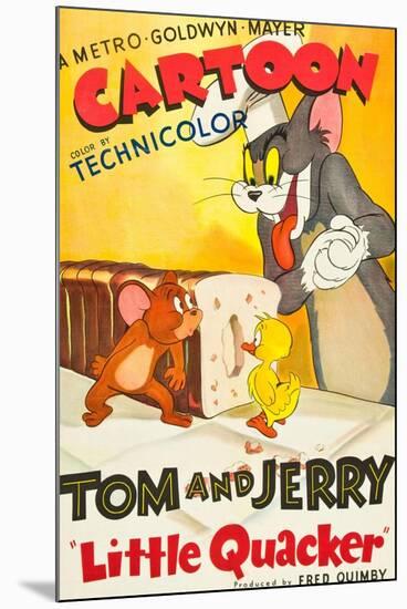 LITTLE QUACKER, l-r: Jerry the Mouse, Little Quacker, Tom the Cat on poster art, 1950.-null-Mounted Art Print