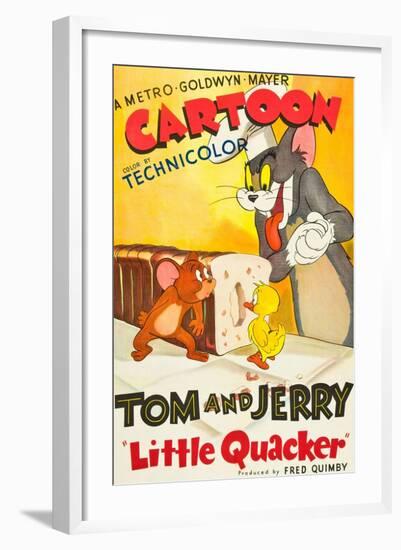 LITTLE QUACKER, l-r: Jerry the Mouse, Little Quacker, Tom the Cat on poster art, 1950.-null-Framed Art Print