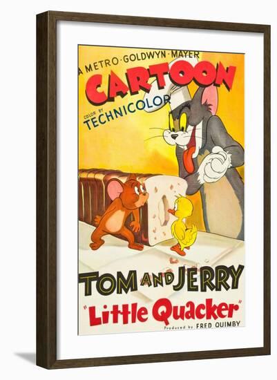 LITTLE QUACKER, l-r: Jerry the Mouse, Little Quacker, Tom the Cat on poster art, 1950.-null-Framed Art Print