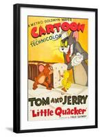 LITTLE QUACKER, l-r: Jerry the Mouse, Little Quacker, Tom the Cat on poster art, 1950.-null-Framed Art Print