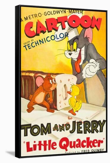 LITTLE QUACKER, l-r: Jerry the Mouse, Little Quacker, Tom the Cat on poster art, 1950.-null-Framed Stretched Canvas