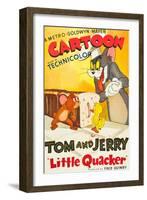 LITTLE QUACKER, l-r: Jerry the Mouse, Little Quacker, Tom the Cat on poster art, 1950.-null-Framed Art Print