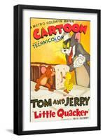 LITTLE QUACKER, l-r: Jerry the Mouse, Little Quacker, Tom the Cat on poster art, 1950.-null-Framed Art Print