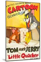 LITTLE QUACKER, l-r: Jerry the Mouse, Little Quacker, Tom the Cat on poster art, 1950.-null-Mounted Art Print