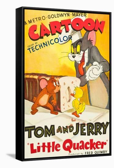 LITTLE QUACKER, l-r: Jerry the Mouse, Little Quacker, Tom the Cat on poster art, 1950.-null-Framed Stretched Canvas