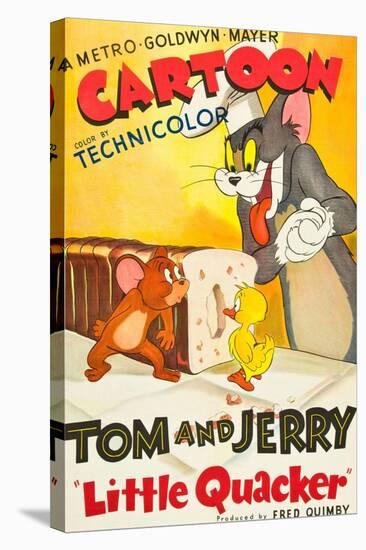 LITTLE QUACKER, l-r: Jerry the Mouse, Little Quacker, Tom the Cat on poster art, 1950.-null-Stretched Canvas