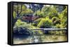 Little Red Footbridge, Kubota Garden, Seattle-George Oze-Framed Stretched Canvas