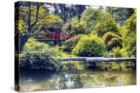 Little Red Footbridge, Kubota Garden, Seattle-George Oze-Stretched Canvas