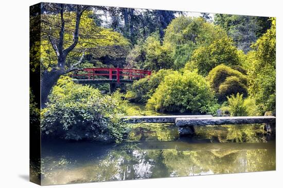 Little Red Footbridge, Kubota Garden, Seattle-George Oze-Stretched Canvas