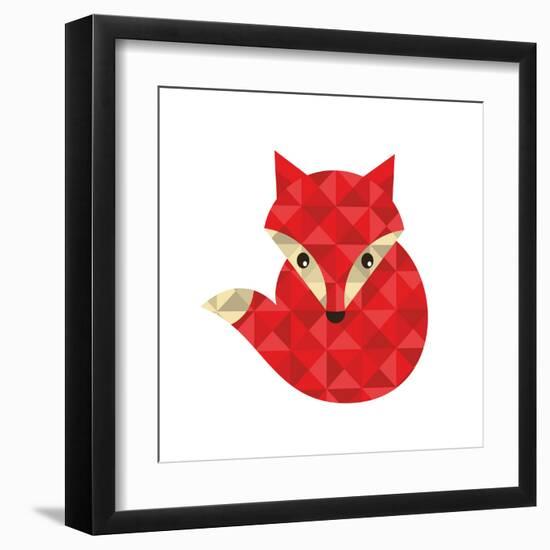 Little Red Fox Made of Triangles.-panova-Framed Art Print