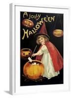 Little Red Halloween Witch-Vintage Apple Collection-Framed Giclee Print