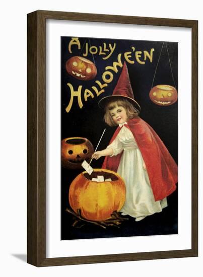 Little Red Halloween Witch-Vintage Apple Collection-Framed Giclee Print