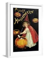 Little Red Halloween Witch-Vintage Apple Collection-Framed Giclee Print