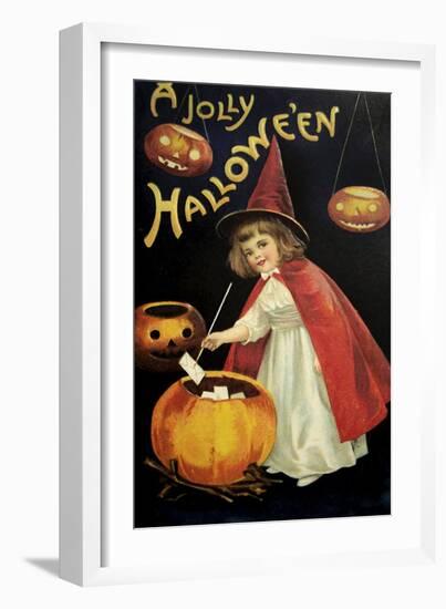 Little Red Halloween Witch-Vintage Apple Collection-Framed Giclee Print