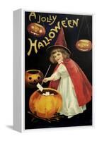 Little Red Halloween Witch-Vintage Apple Collection-Framed Stretched Canvas