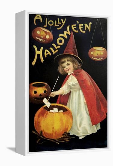 Little Red Halloween Witch-Vintage Apple Collection-Framed Stretched Canvas