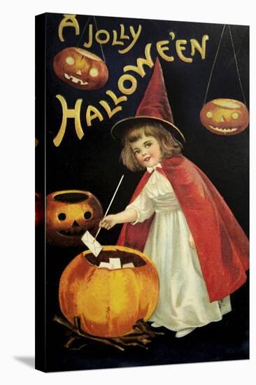 Little Red Halloween Witch-Vintage Apple Collection-Stretched Canvas