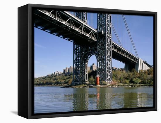 Little Red Lighthouse Under George Washington Bridge, New York, USA-Peter Scholey-Framed Stretched Canvas