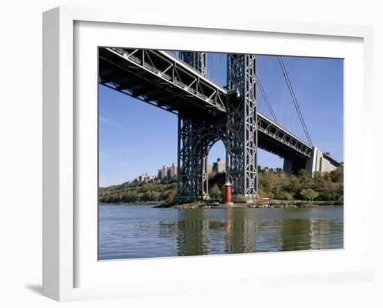 Little Red Lighthouse Under George Washington Bridge, New York, USA-Peter Scholey-Framed Photographic Print