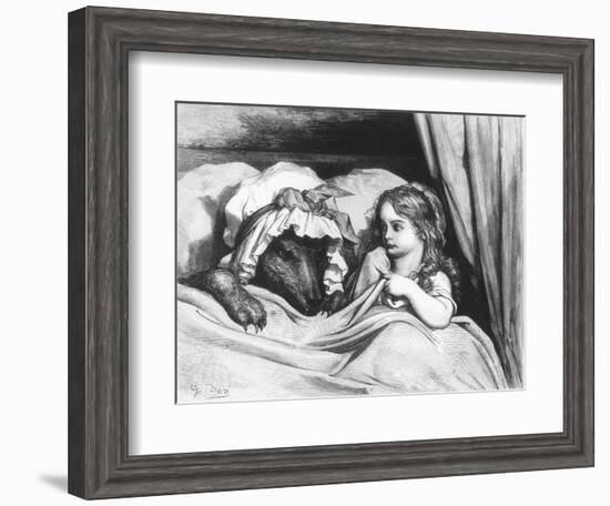Little Red Riding Hood and the Wolf', Illustration from 'Les Contes De Perrault'-Gustave Doré-Framed Giclee Print