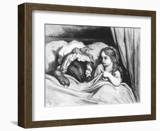 Little Red Riding Hood and the Wolf', Illustration from 'Les Contes De Perrault'-Gustave Doré-Framed Giclee Print