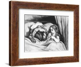 Little Red Riding Hood and the Wolf', Illustration from 'Les Contes De Perrault'-Gustave Doré-Framed Giclee Print